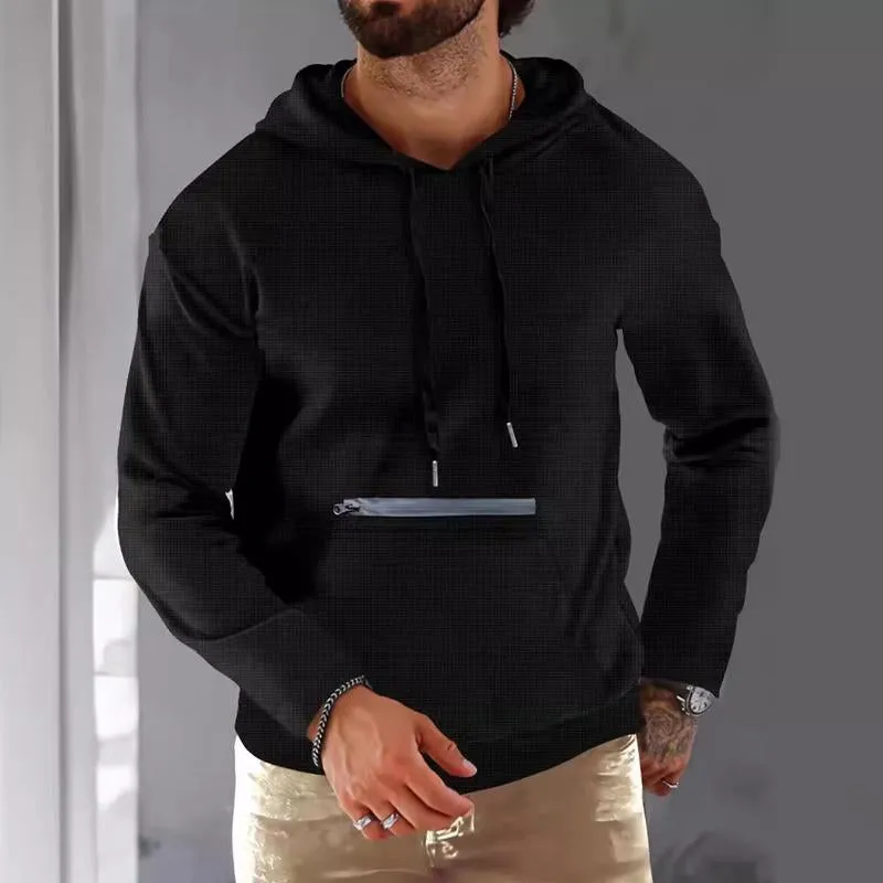 Men's Waffle Sports Zip Drawstring Hooded Sweatshirt 07223369X sold by Manly product image thumbnail 5