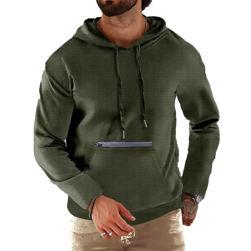 Men's Waffle Sports Zip Drawstring Hooded Sweatshirt 07223369X sold by Manly product image thumbnail 2