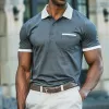 Men's Casual Contrast Pocket Lapel Short Sleeve Slim Fit Polo Shirt 80747458M sold by Manly