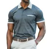 Men's Casual Contrast Pocket Lapel Short Sleeve Slim Fit Polo Shirt 80747458M sold by Manly
