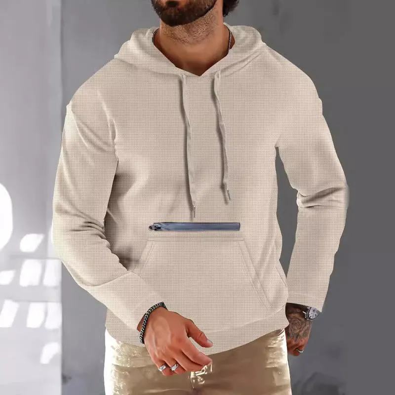 Men's Waffle Sports Zip Drawstring Hooded Sweatshirt 07223369X sold by Manly product image thumbnail 4