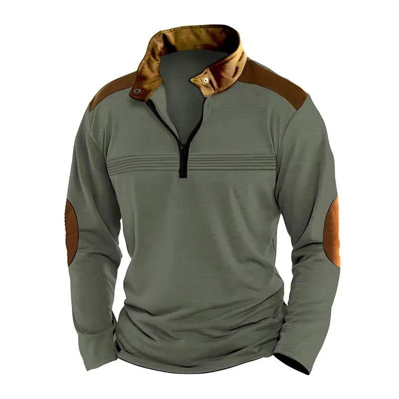Men's Colorblock Zipper Stand Collar Long Sleeve Casual Sweatshirt 32537015Z sold by Manly