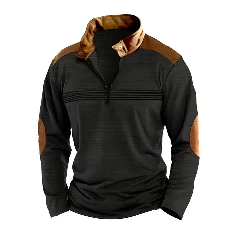 Men's Colorblock Zipper Stand Collar Long Sleeve Casual Sweatshirt 32537015Z sold by Manly product image thumbnail 3