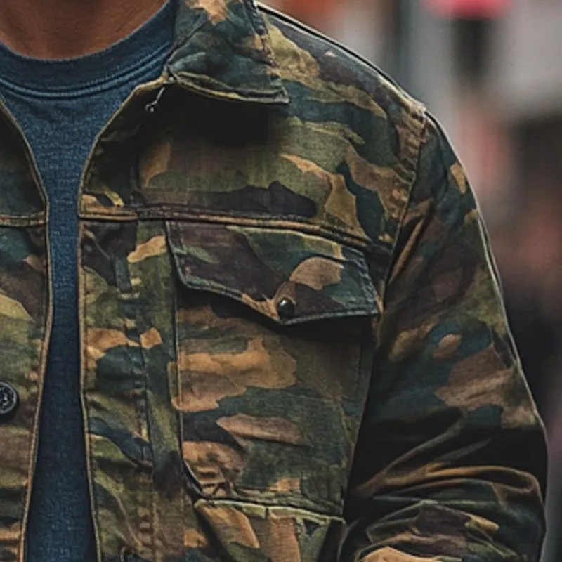 Men's Camouflage Print Lapel Multi-pocket Jacket 26650521X sold by Manly product image thumbnail 4