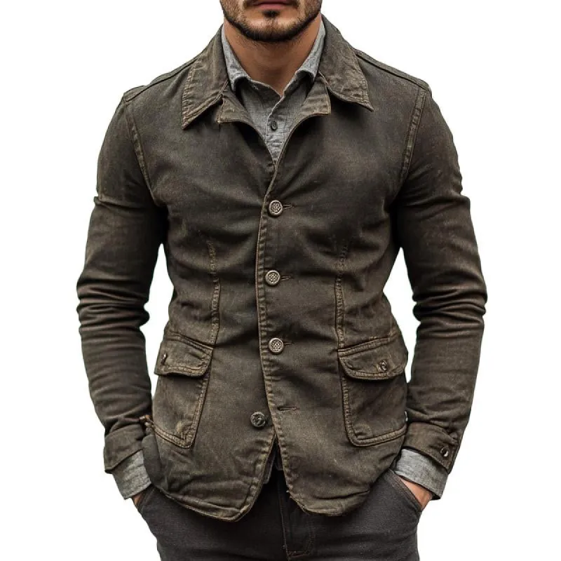Men's Vintage Washed Distressed Denim Blazer 06394041X sold by Manly