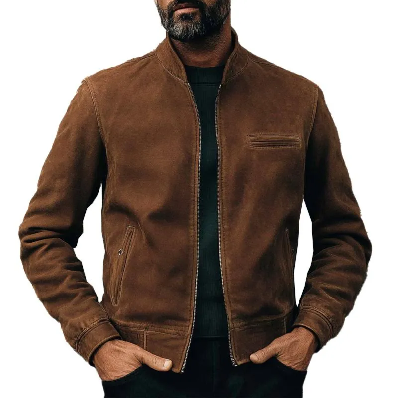 Men's Vintage Suede Baseball Collar Jacket 90505329X sold by Manly