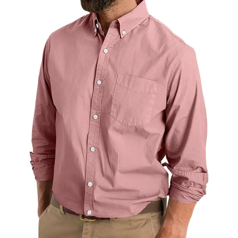 Men's Solid Color Lapel Long Sleeve Casual Shirt 46214554Z sold by Manly