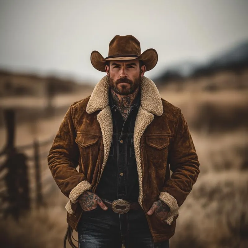 Men's Retro Solid Color Corduroy Lambswool Lining Warm Shorts Coat 17217608Y sold by Manly product image thumbnail 3