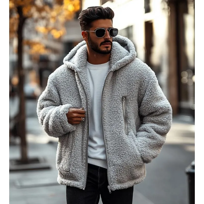 Men Fashion Lambswool Warm Multi-Pocket Hooded Coat 16623058Y sold by Manly product image thumbnail 3