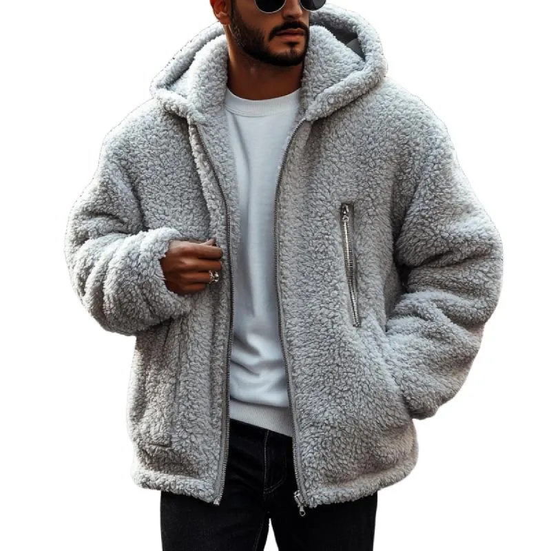 Men Fashion Lambswool Warm Multi-Pocket Hooded Coat 16623058Y sold by Manly