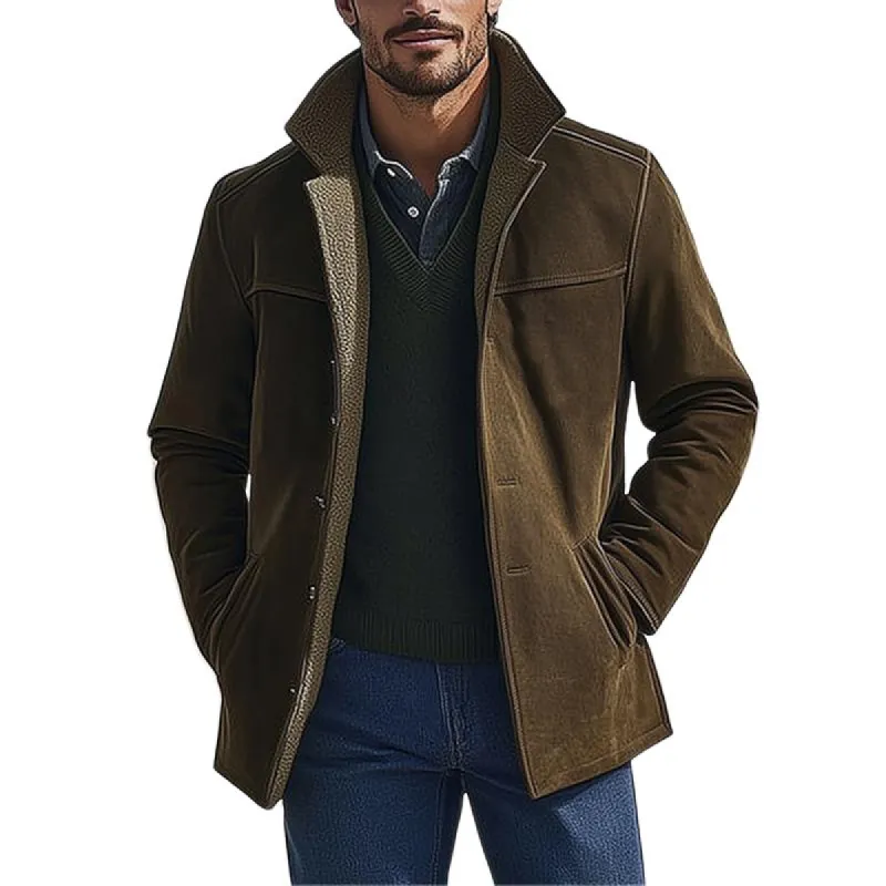 Men's Brown Suede Fur Lining Mid-length Coat 80548901U sold by Manly