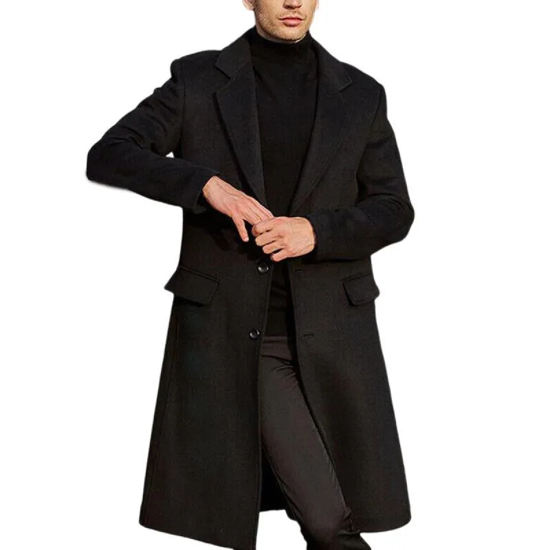 Men's British Style Solid Color Long Coat 59699728U sold by Manly