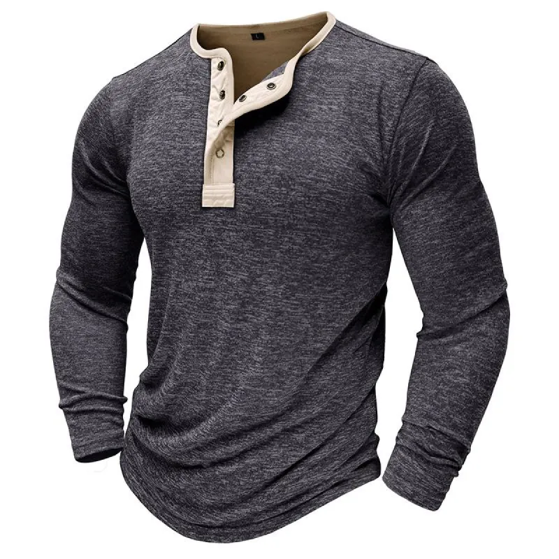 Men's Button Collar Long Sleeve T-Shirt 38365376U sold by Manly
