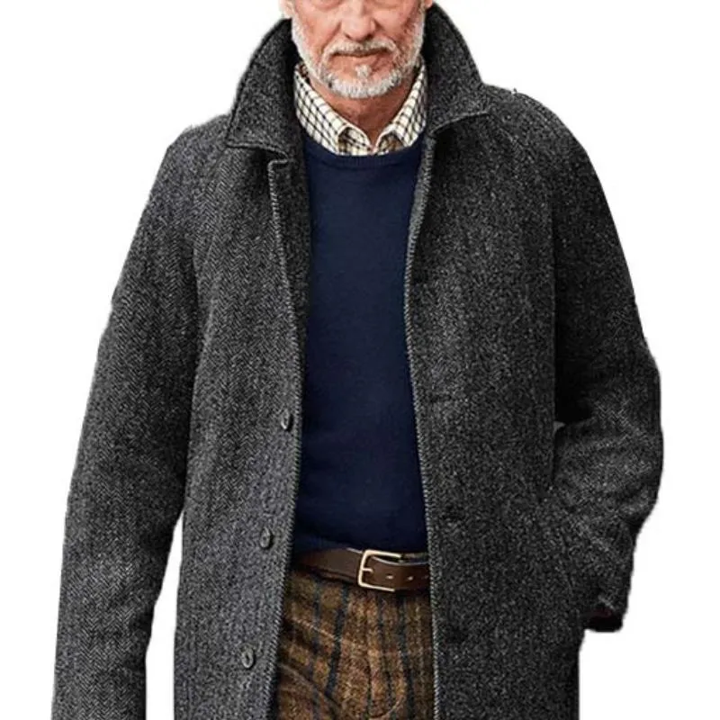 Men's Vintage Classic Knee-Length Pocket Button Wool Coat 00018130K sold by Manly product image thumbnail 2