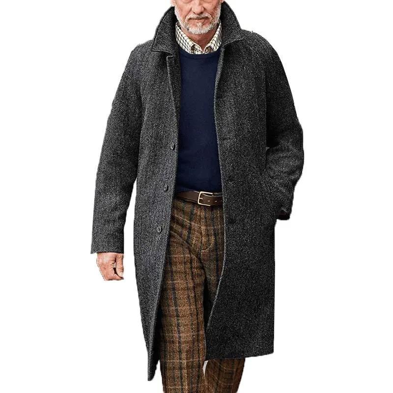 Men's Vintage Classic Knee-Length Pocket Button Wool Coat 00018130K sold by Manly