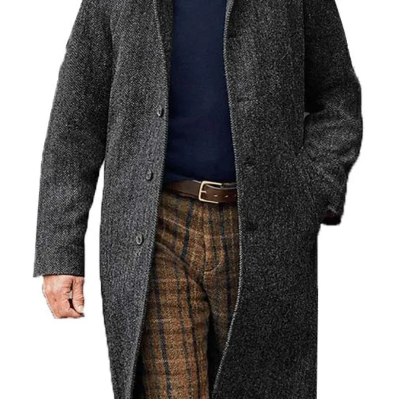 Men's Vintage Classic Knee-Length Pocket Button Wool Coat 00018130K sold by Manly product image thumbnail 3