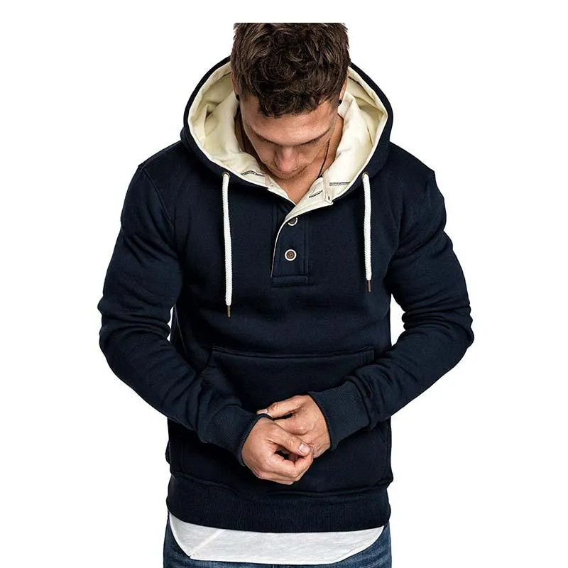 Men's Classic Casual Slim Fit Button-stitched Solid Color Hoodie 89327392K sold by Manly product image thumbnail 2
