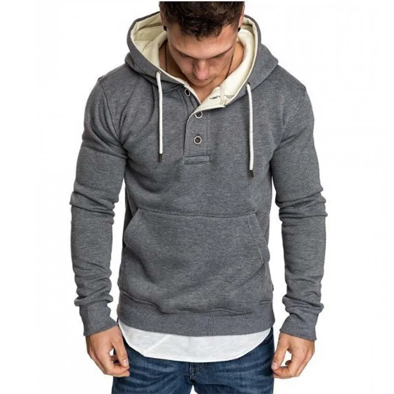 Men's Classic Casual Slim Fit Button-stitched Solid Color Hoodie 89327392K sold by Manly product image thumbnail 5
