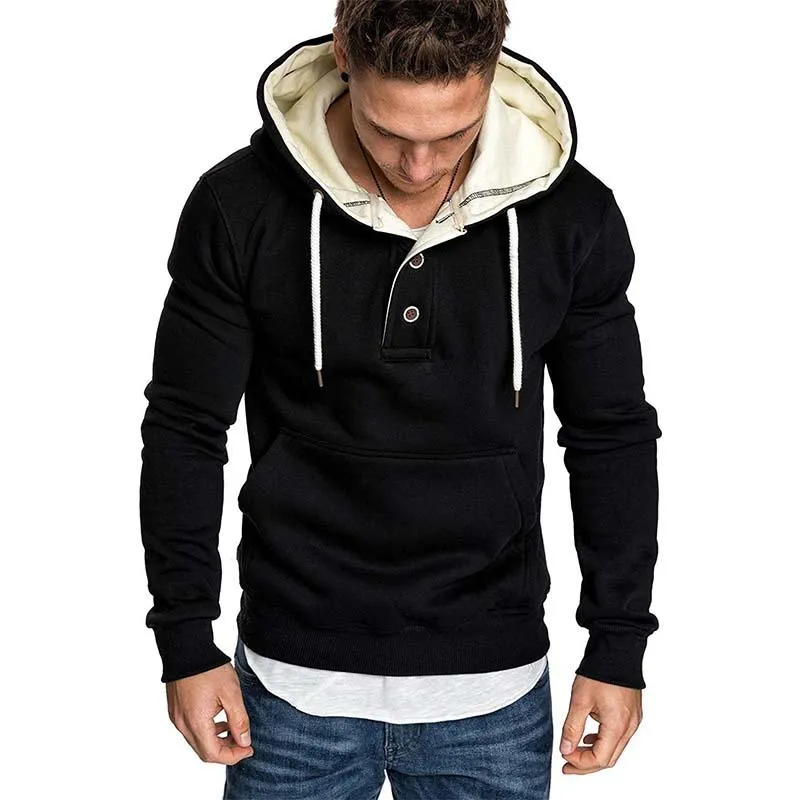 Men's Classic Casual Slim Fit Button-stitched Solid Color Hoodie 89327392K sold by Manly product image thumbnail 4