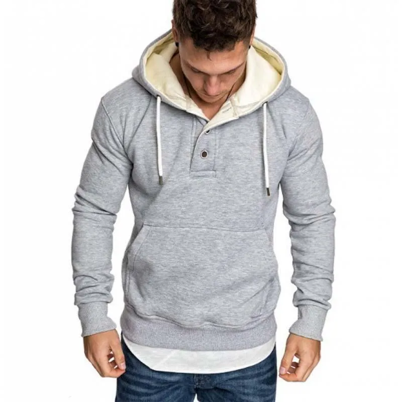 Men's Classic Casual Slim Fit Button-stitched Solid Color Hoodie 89327392K sold by Manly product image thumbnail 3