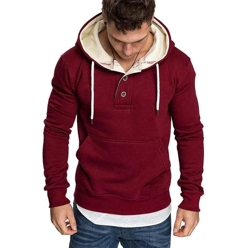 Men's Classic Casual Slim Fit Button-stitched Solid Color Hoodie 89327392K sold by Manly