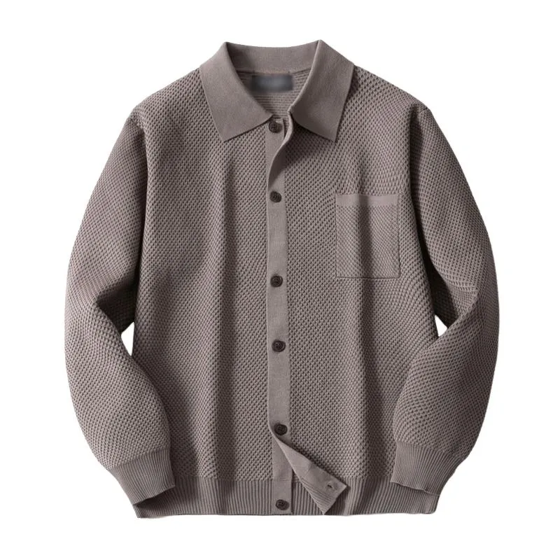 Men's Casual Solid Color Lapel Patch Pocket Knitted Cardigan 79317999M sold by Manly product image thumbnail 3