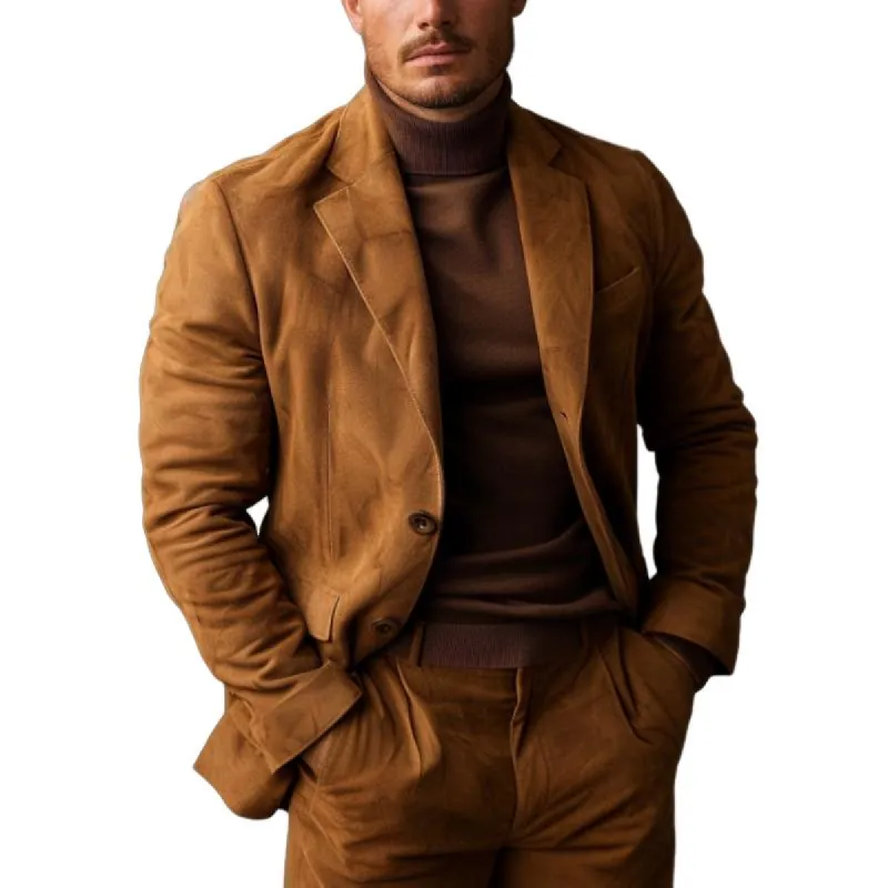 Men's Vintage Casual Single Breasted Suede Jacket 17453413F sold by Manly