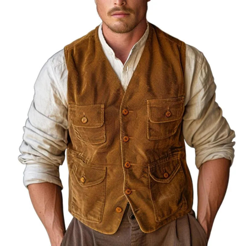 Men's Casual Vintage Corduroy Vest 09292706F sold by Manly