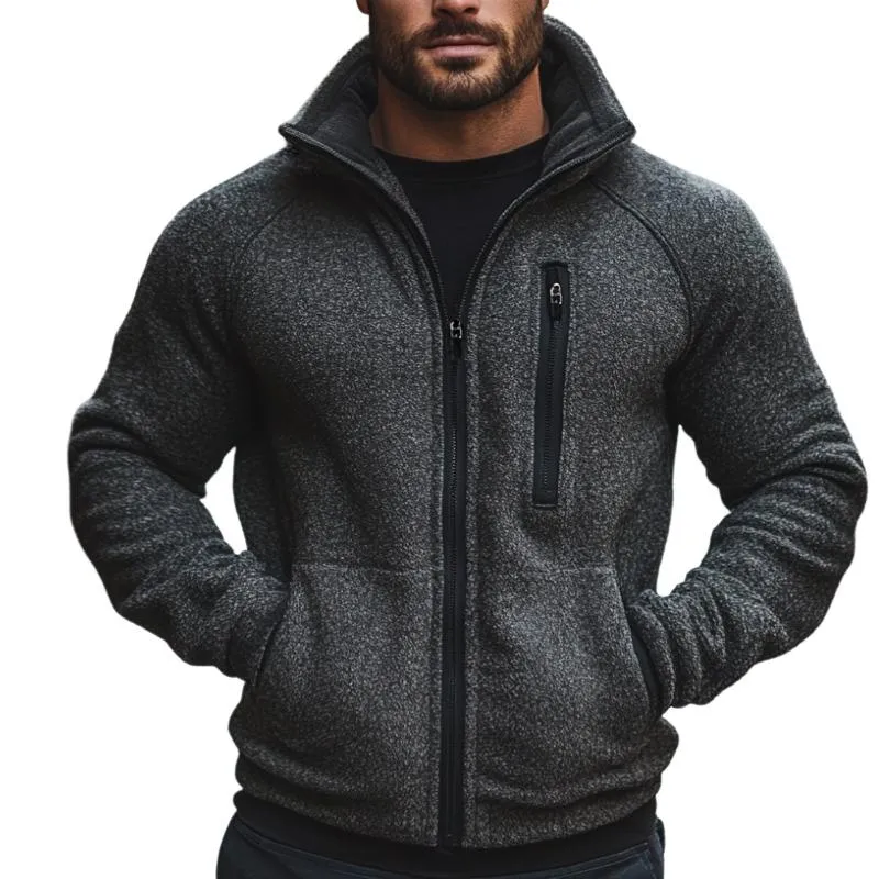 Men's Vintage Casual Stand Collar Zipper Pocket Jacket 02453798TO sold by Manly