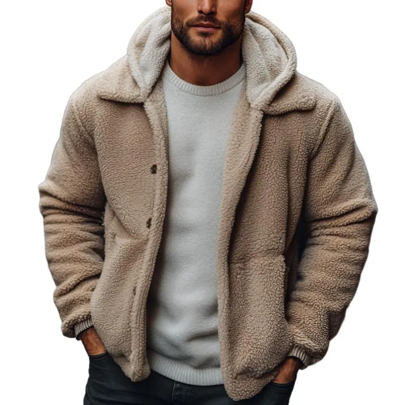 Men's Vintage Casual Polar Fleece Pocket Hooded Coat 41339310TO sold by Manly