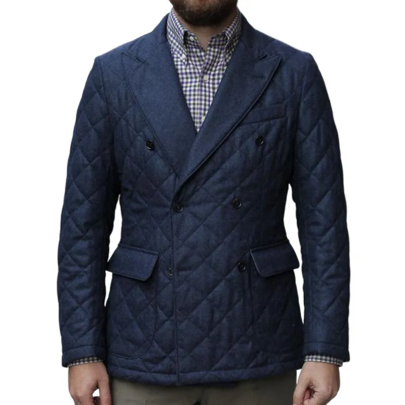Men's Retro Casual Solid Color Quilted Diamond Pocket Suit Jacket 97911152TO sold by Manly