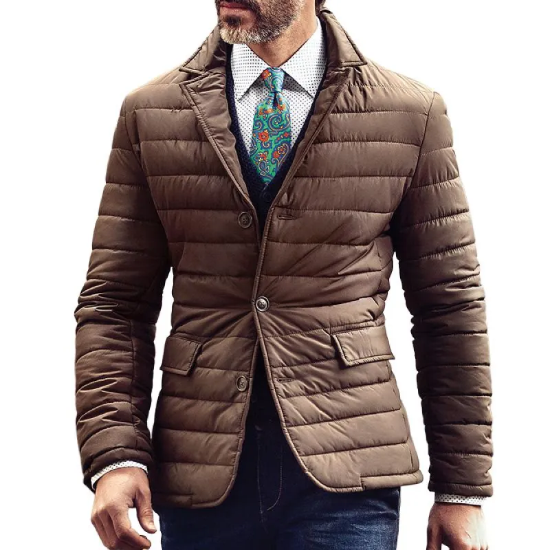 Men's Vintage Casual Solid Color Quilted Pocket Single Breasted Blazer 68031461TO sold by Manly