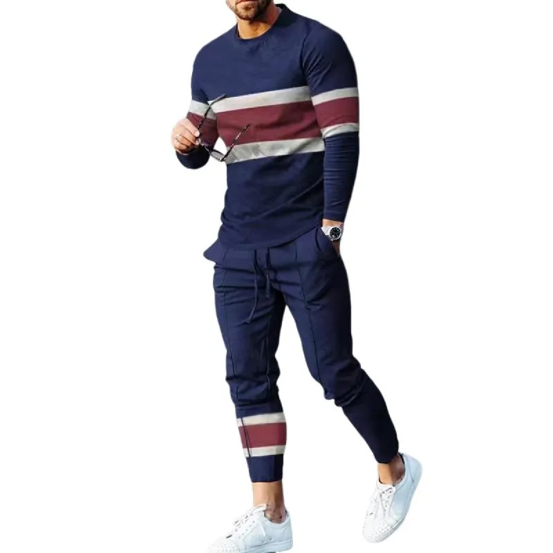 Men's Sports Casual Crew Neck Pullover Sweatshirt and Trousers Set 30423543F sold by Manly