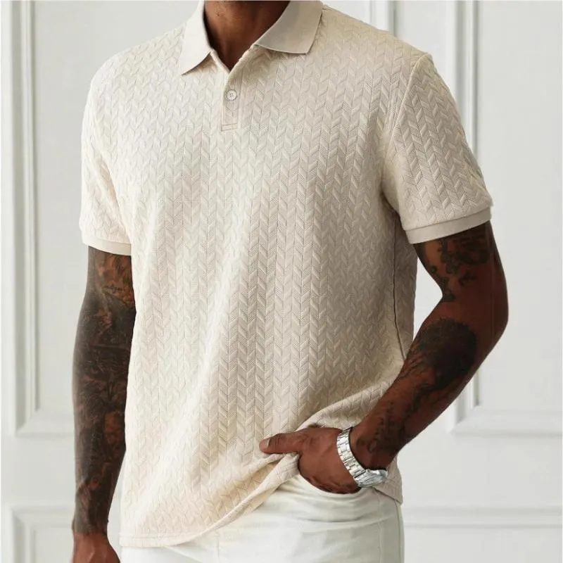 Men's Solid Color Texture Lapel Short Sleeve Polo Shirt 44983927Z sold by Manly product image thumbnail 2