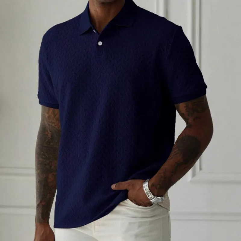 Men's Solid Color Texture Lapel Short Sleeve Polo Shirt 44983927Z sold by Manly product image thumbnail 4