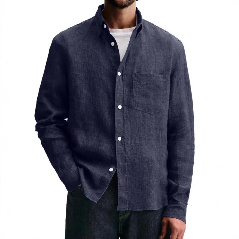 Men's Solid Color Lapel Long Sleeve Casual Shirt 95471736Z sold by Manly product image thumbnail 4