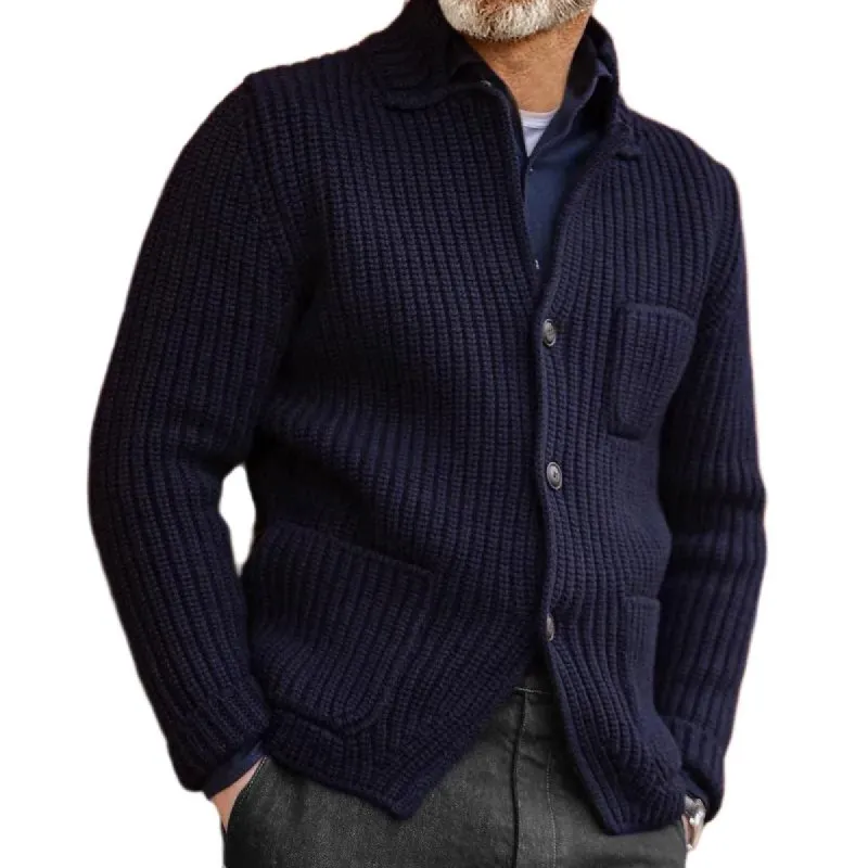 Men's Casual Stand Collar Patch Pocket Slim Fit Knitted Suit Cardigan 11382058M sold by Manly