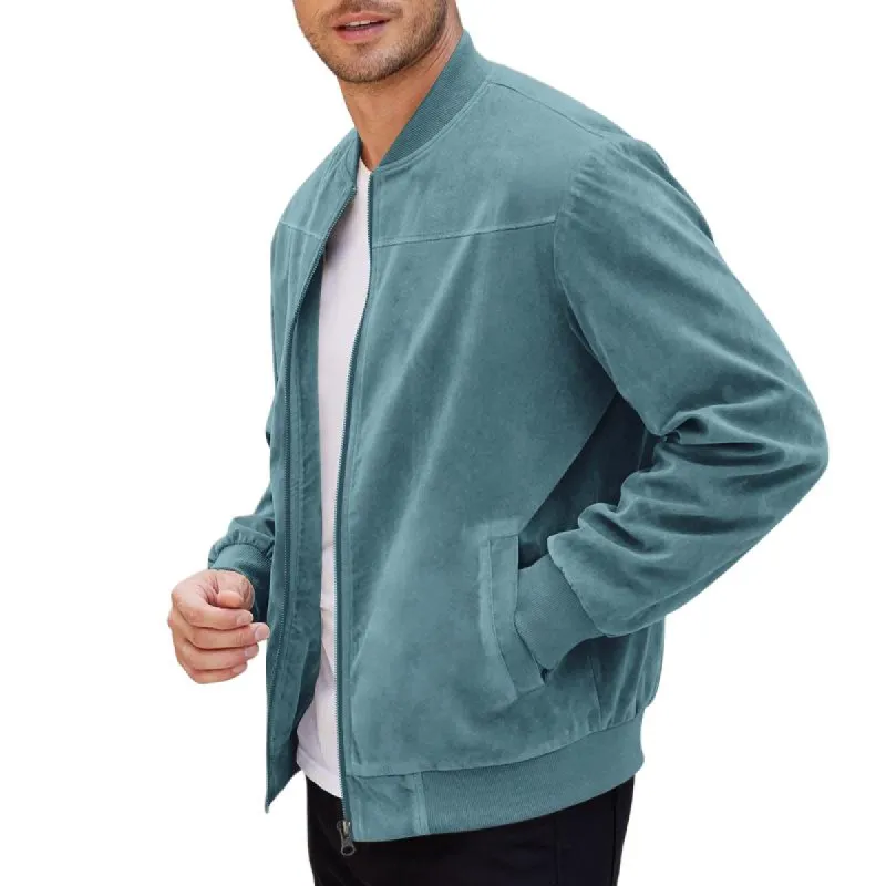 Men's Casual Vintage Stand Collar Suede Jacket 67473465F sold by Manly