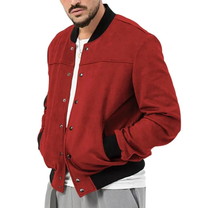 Men's Casual Vintage Suede Stand Collar Jacket 38800501F sold by Manly