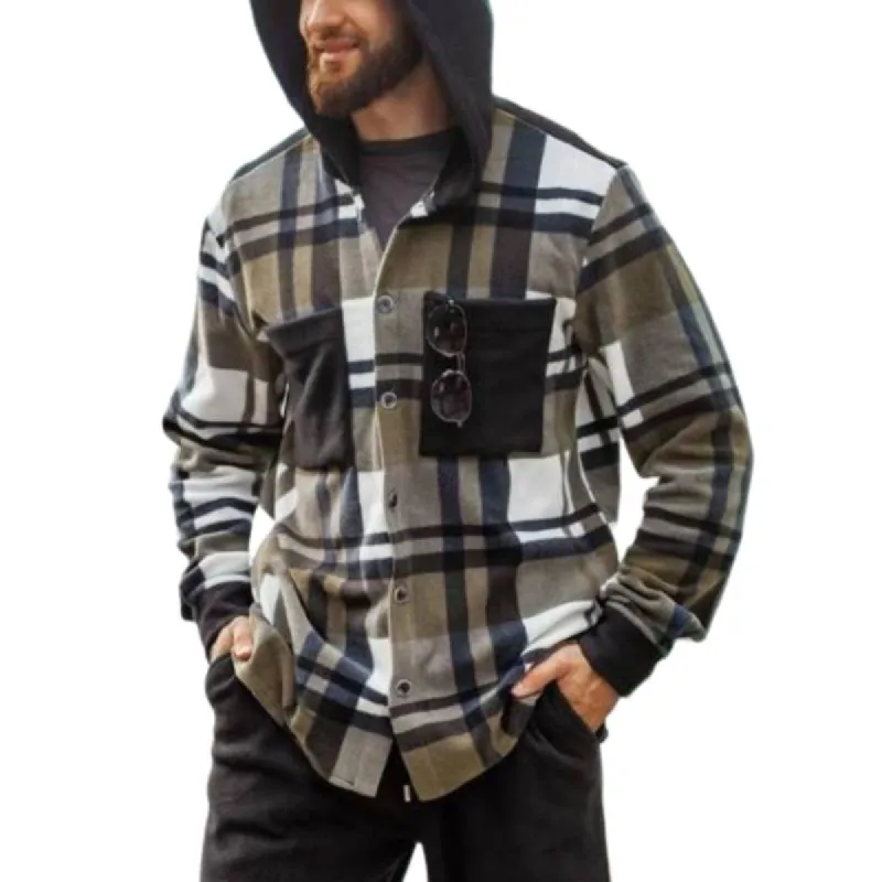 Men's Casual Flannel Warm Hooded Jacket 80867258F sold by Manly
