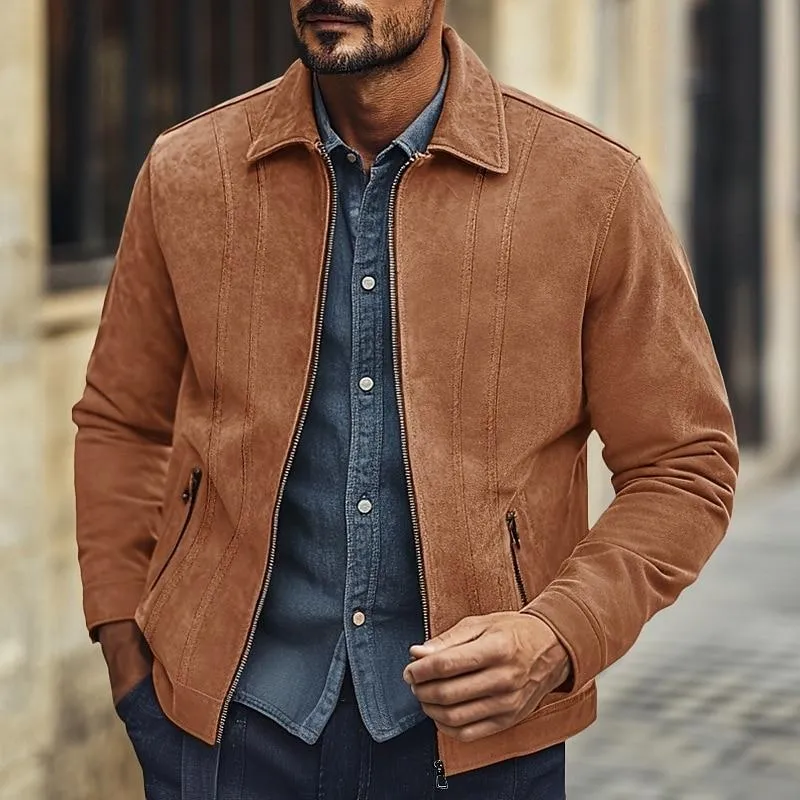 Men's Casual Simple Suede Lapel Jacket 82263531Y sold by Manly product image thumbnail 3
