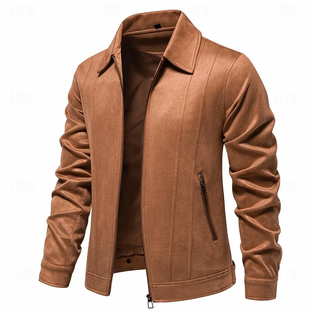 Men's Casual Simple Suede Lapel Jacket 82263531Y sold by Manly product image thumbnail 5
