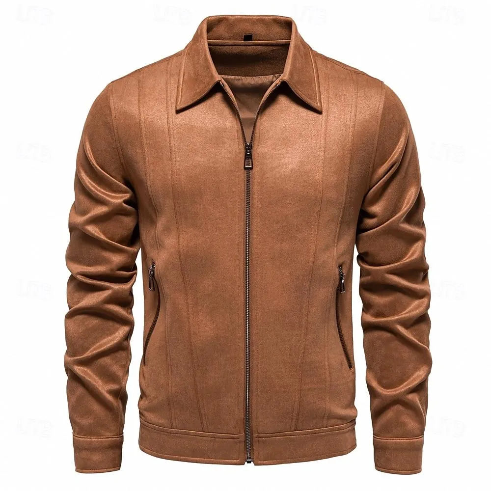 Men's Casual Simple Suede Lapel Jacket 82263531Y sold by Manly product image thumbnail 4