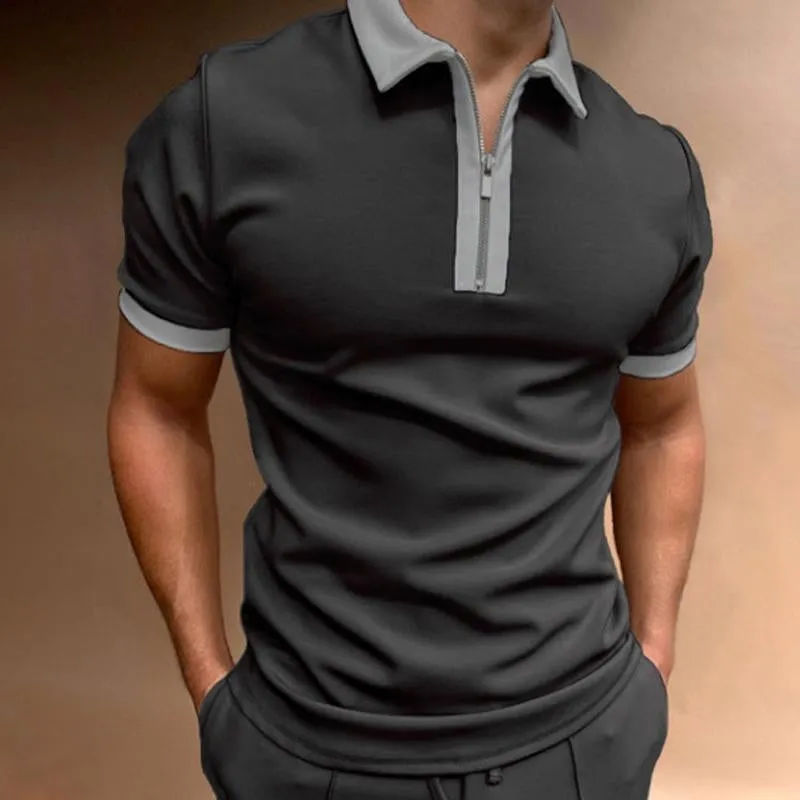 Men's Slim Fit Zip-up Lapel Polo Shirt 74130620U sold by Manly product image thumbnail 3