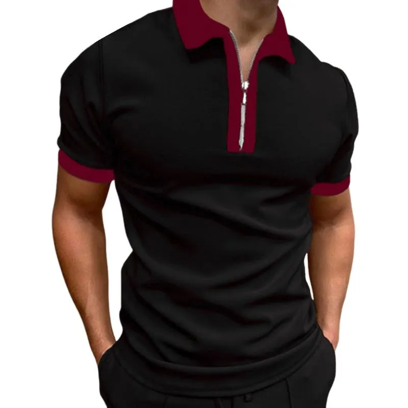 Men's Slim Fit Zip-up Lapel Polo Shirt 74130620U sold by Manly