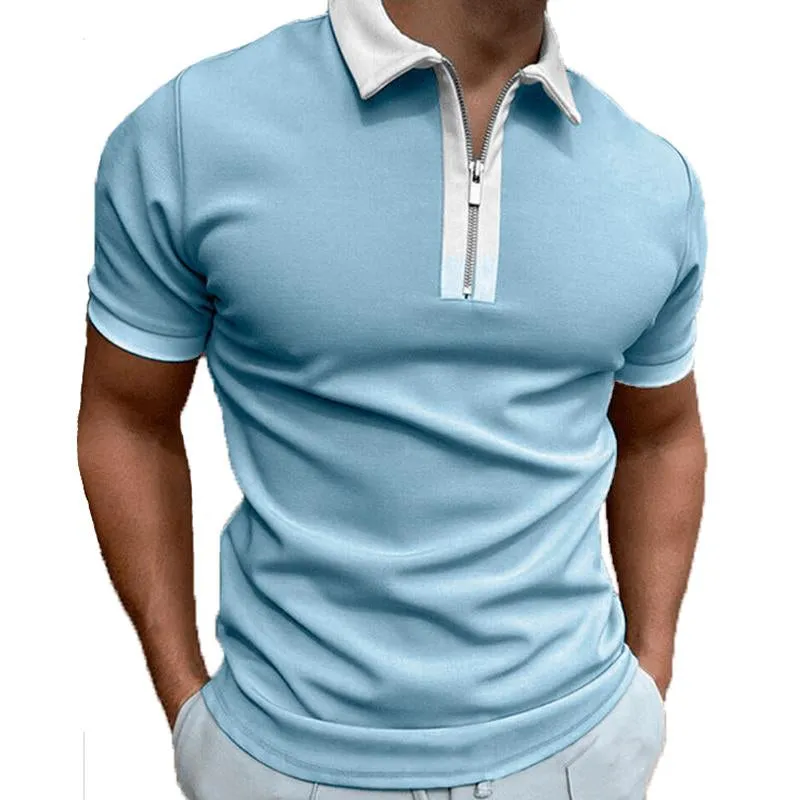 Men's Slim Fit Zip-up Lapel Polo Shirt 74130620U sold by Manly product image thumbnail 5