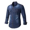 Men's Washed Denim Long Sleeve Shirt 75540031U sold by Manly