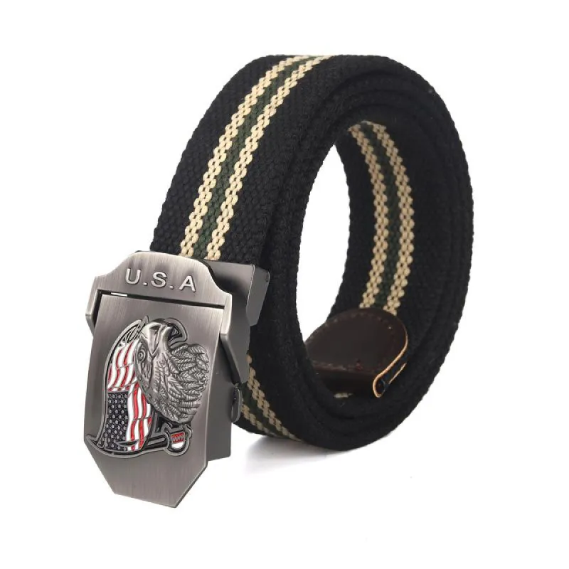 Men's USA Eagle Flag Canvas Automatic Smooth Buckle Belt 57484159K sold by Manly