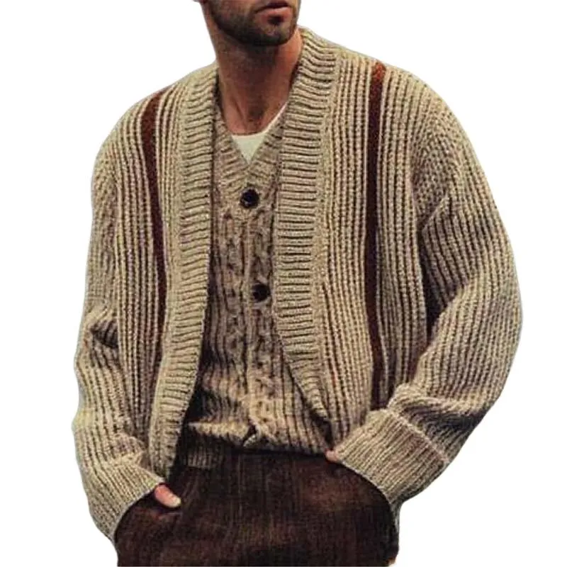 Men's Retro Classic Casual Stitching Comfortable Loose Cardigan 91263941K sold by Manly