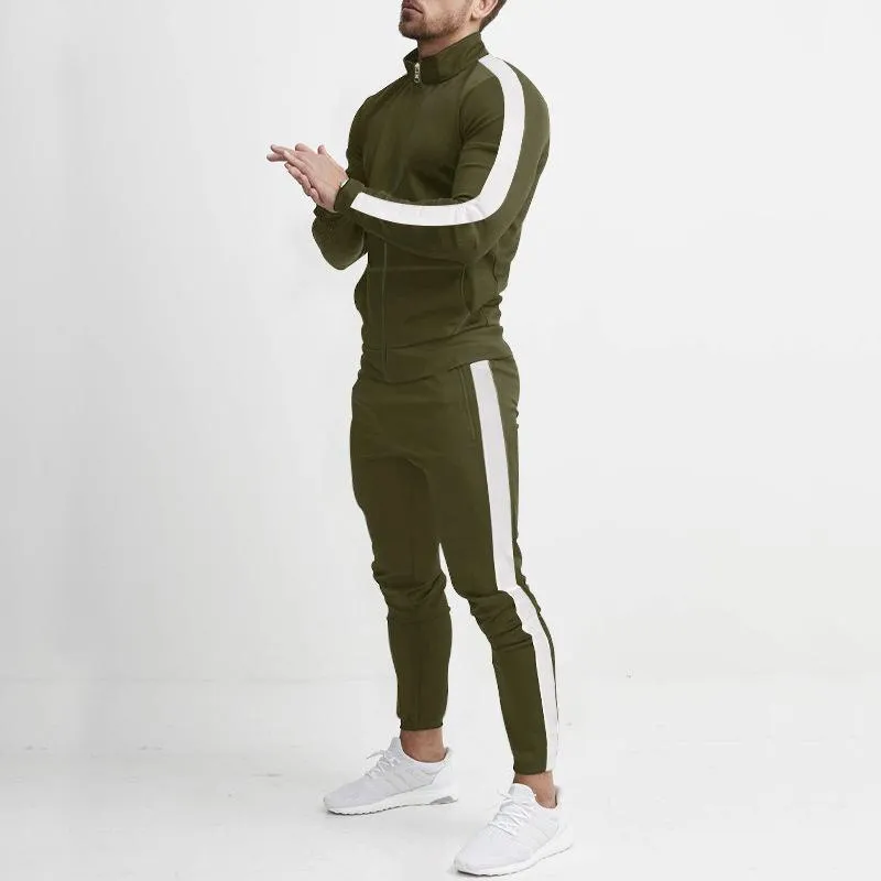Men's Classic Casual Colorblock Slim Fit Stand Collar Zipper Sports Sweatshirt Loose Sweatpants Set 32460867K sold by Manly product image thumbnail 5